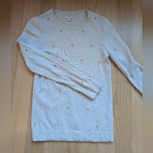 J Crew Cream Teddie Sweater with Gold Dots